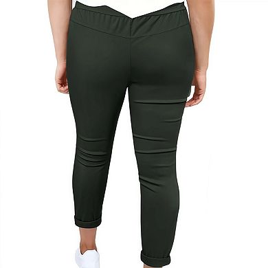 Women's Capri Pants High Waisted Pull On Slim Straight Leg Stretchy Waist Capris Dress Pants