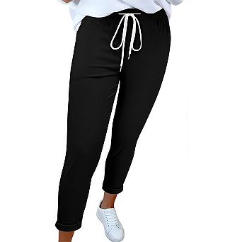 Women's Capri Pants High Waisted Pull On Slim Straight Leg Stretchy Waist Capris Dress Pants