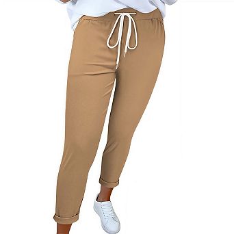 Women's Capri Pants High Waisted Pull On Slim Straight Leg Stretchy Waist Capris Dress Pants