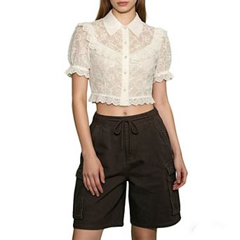 Women's Drawstring Elastic Waist Vintage Denim Cargo Shorts Trendy Summer Casual Pants With Pockets