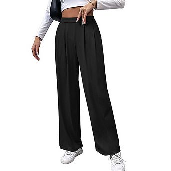 Women's Ribbed Wide-Leg Pants with Elastic Waistband