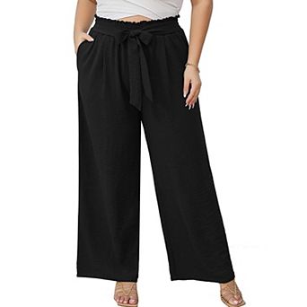 Women's Plus Size Wide-Leg Pants with Adjustable Drawstring