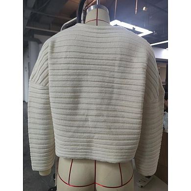 Womens Ribbed Knit Cardigan Open Front Cropped Tops Long Sleeve Casual Sweater