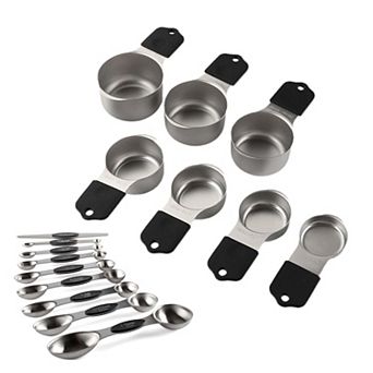 16 pc 304 Stainless Steel Magnetic Measuring Cups, Black Handle Kitchen Measuring Set for Cooking