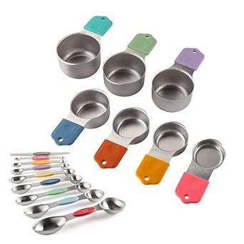 16 pc 304 Stainless Steel Magnetic Measuring Cups, Black Handle Kitchen Measuring Set for Cooking