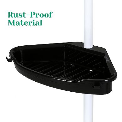 Corner Shower Caddy Tension Pole with 4-Tier Adjustable Shelves, Towel Rack, 101.6"-122" Height