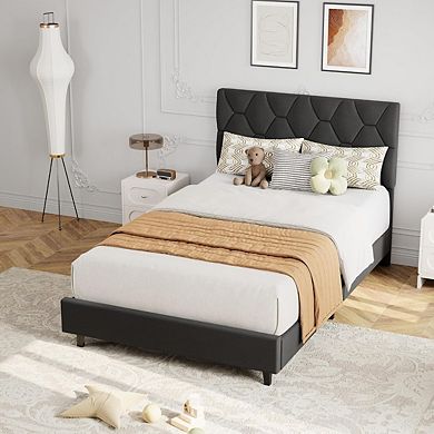 Heavy-Duty Platform Bed Frame with Strong Wood Slats, No Box Spring Needed