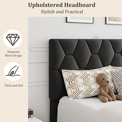 Heavy-Duty Platform Bed Frame with Strong Wood Slats, No Box Spring Needed