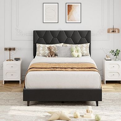 Heavy-Duty Platform Bed Frame with Strong Wood Slats, No Box Spring Needed