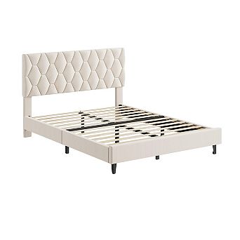 Heavy-Duty Platform Bed Frame with Strong Wood Slats, No Box Spring Needed