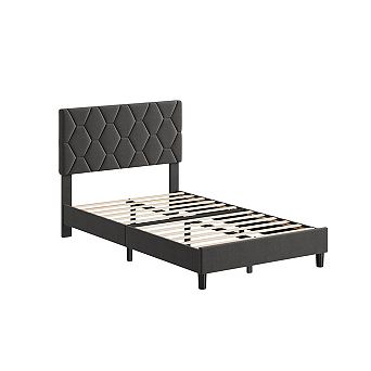 Heavy-Duty Platform Bed Frame with Strong Wood Slats, No Box Spring Needed