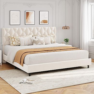 Heavy-Duty Platform Bed Frame with Strong Wood Slats, No Box Spring Needed