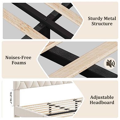 Heavy-Duty Platform Bed Frame with Strong Wood Slats, No Box Spring Needed