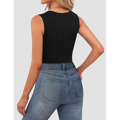 Women's Square Neck Fitted Tank Top Wide Strap Casual Office Daily Layering Wear