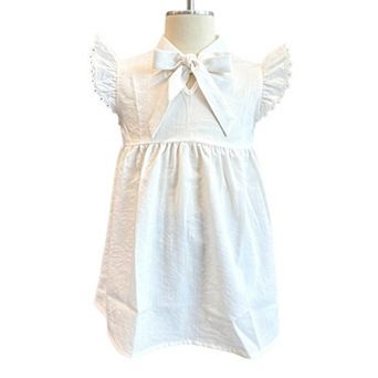Girls' Floral Print Blouse, Bow Tie Neck Ruffle Sleeve Lace Trim Casual Top for Kids