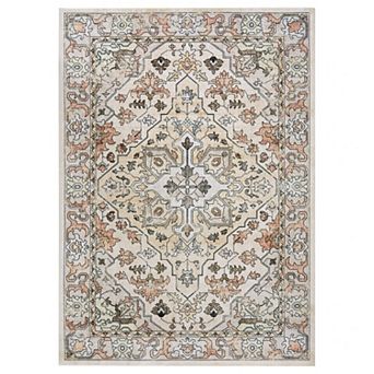 Boho Low Pile Washable Kid Pet Friendly Ultra Soft Vintage Area Rug with Non-Slip Rubber for Bedroom