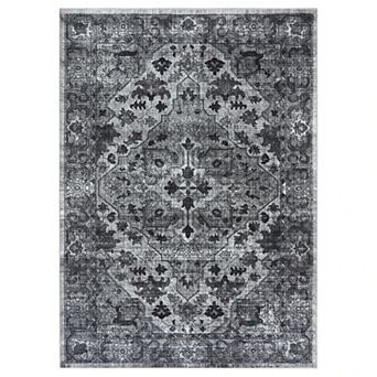 Boho Low Pile Washable Kid Pet Friendly Ultra Soft Vintage Area Rug with Non-Slip Rubber for Bedroom
