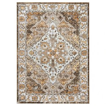 Boho Low Pile Washable Kid Pet Friendly Ultra Soft Vintage Area Rug with Non-Slip Rubber for Bedroom