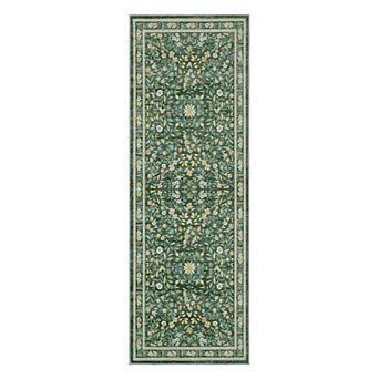 Floral Washable Non Slip Low Pile Wool Carpet Vintage Boho Area Rug for Living Room