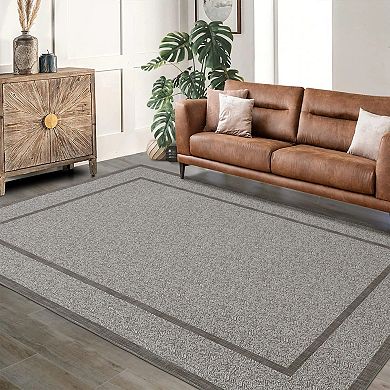 Ultra Thin Non Slip Rubber Backed Indoor Low Pile Checkered Floor Durable Area Rug for Living Room