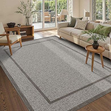 Ultra Thin Non Slip Rubber Backed Indoor Low Pile Checkered Floor Durable Area Rug for Living Room