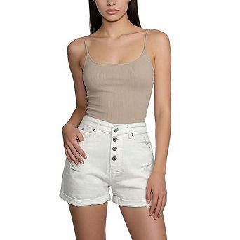 Women's Casual High Waist Denim Shorts Button Fly Rolled Hem Summer Jean Shorts