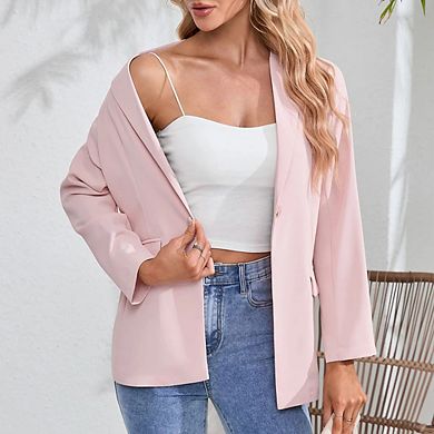 Blazer For Women Long Sleeve Open Front Casual Single Breasted Office Blazer With Pockets