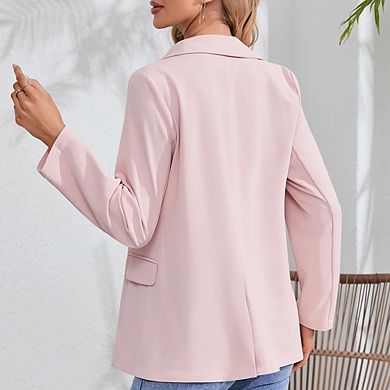 Blazer For Women Long Sleeve Open Front Casual Single Breasted Office Blazer With Pockets
