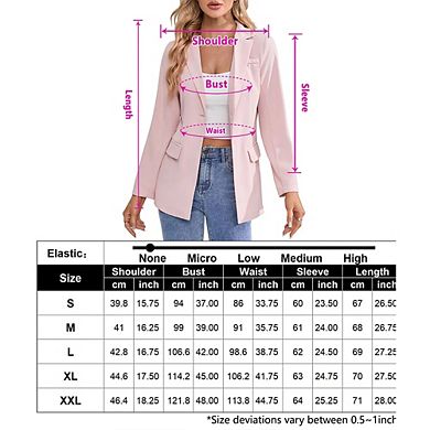 Blazer For Women Long Sleeve Open Front Casual Single Breasted Office Blazer With Pockets