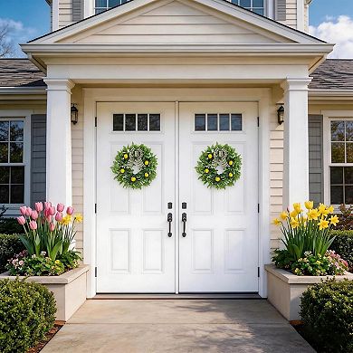 Spring & Summer Farmhouse Lemon WreathArtificial Yellow Lemons & Lamb Ear Leaves