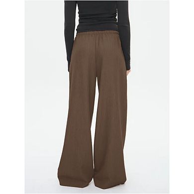 Women's Summer High Waist Palazzo Pants, Drawstring Wide Leg Flowy Beach Trousers