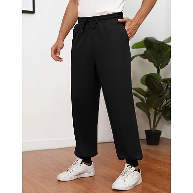 Men's Tapered Jogger Pants, Elastic Waist Drawstring Casual Trousers with Pockets