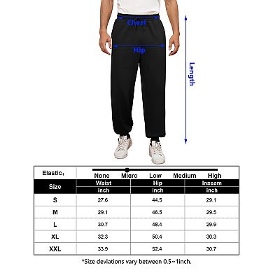 Men's Tapered Jogger Pants, Elastic Waist Drawstring Casual Trousers with Pockets