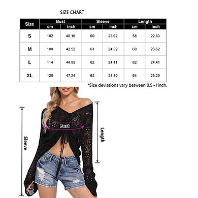 Womens Sweater Crochet Knit Long Sleeve Tops Fashion Casual Pullover Drawstring Ruched Sweater