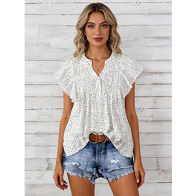 Women's Princess Sleeve V-Neck Blouse Loose Fit Puff Sleeve Top