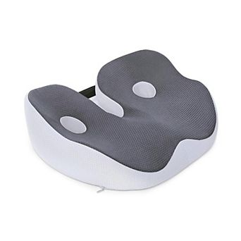 1 pc Dark Gray Office Double-Hole Seat Cushion, Memory Foam, High-Density Slow , Breathable