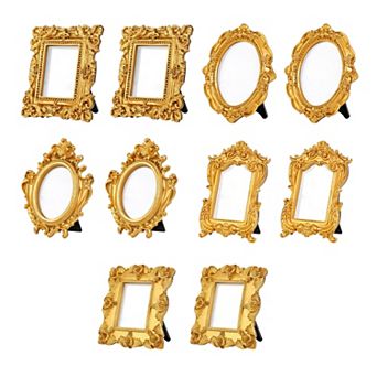 10 pc Vintage Gold Resin Photo Frame Ornaments,Classic Resin Craft for Home, Wedding, Desktop