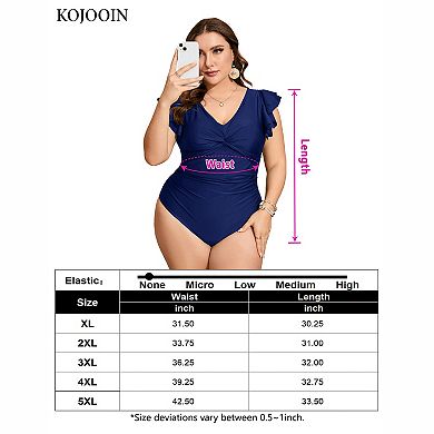 Plus Size Ruffle Sleeve One-Piece Swimsuit
