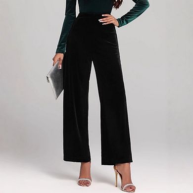 Women’s Elastic High Waisted Business Work Casual Palazzo Wide Leg Pants