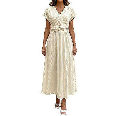 summer casual flowy maxi dresses Women Halter V Neck Maxi Dress Cutout Backless Sleeveless Flowy Long Dress  Ruffle Trim Dress Summer Beach Sundress (Blue, L) at Amazon Women's  Clothing store