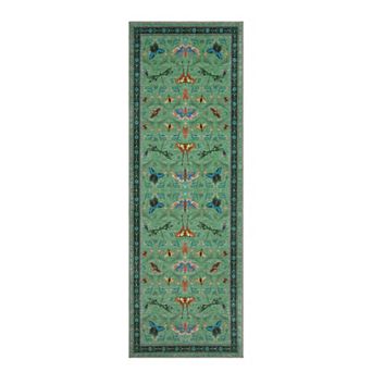 Washable Insect Area Rugs, Butterfly Botanical Boho Non Slip Stain-Resistant Runners Carpet