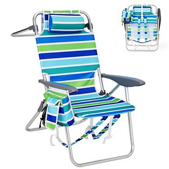 ANIXOL 2-Pack Aluminum Frame Beach Chair with Side Bag Cooler and Back Pocket Multicolor