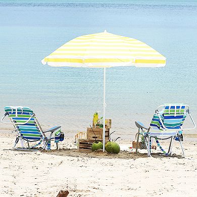 ANIXOL 2-Pack Aluminum Frame Beach Chair with Side Bag Cooler and Back Pocket Multicolor