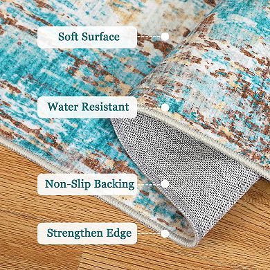 Modern Abstract Area Rugs, Machine Washable Large Soft Non Slip Runner Carpet for Living Room
