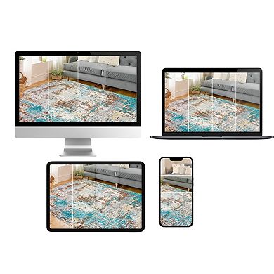 Modern Abstract Area Rugs, Machine Washable Large Soft Non Slip Runner Carpet for Living Room