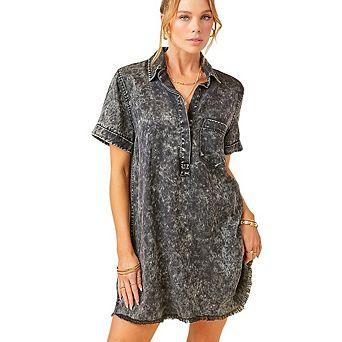 Women's Denim Dress for Women Cute Blue Babydoll Denim Shirt Dress Denim Dress with Pockets