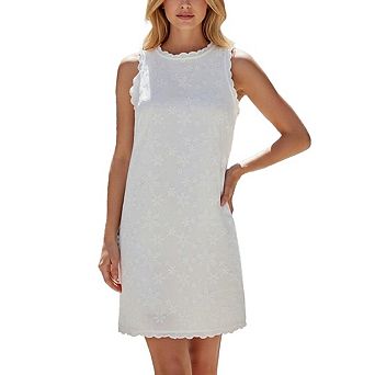 Women's Casual Tank Dress Floral Embroidery Mock Neck Sleeveless Summer Dress Sundress