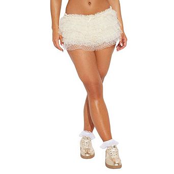 Women's Lace Ruffle Layered Shorts Polka Dot Casual Summer Sweet Short Pants for Daily Date Night