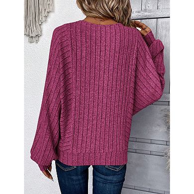 Lightweight Sweater for Women Fall Long Sleeve Top Crew Neck Ribbed Knit Pullover Comfy Knitwear