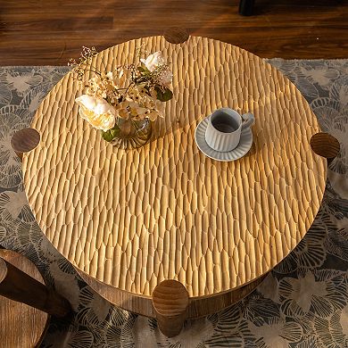 Two Tier Round Coffee Table with Storage Shelf for Small Apartment Spaces